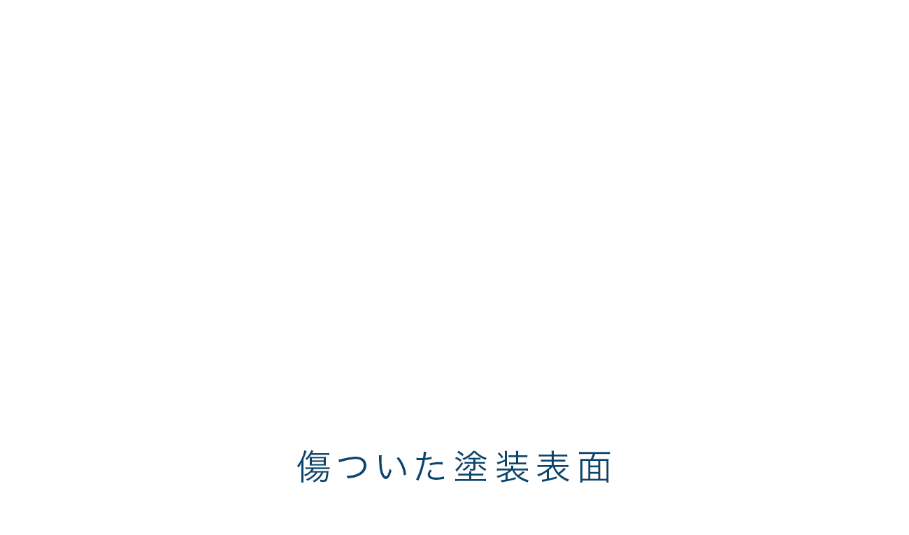 コーティングイメージ...傷ついた塗装表面に傷埋め樹脂コートとガラスコーティング[GT]を施工します。